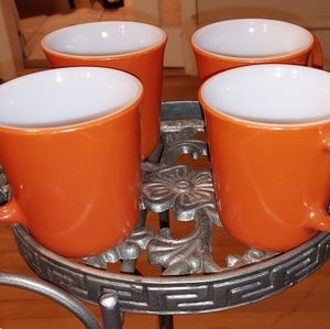 Orange Pyrex milk glaze teacups